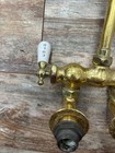 Vintage Brass Curved Bathtub Faucet Porcelain Hot Cold Handles Chicago Faucet