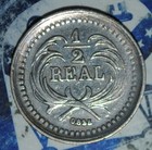 Guatemala Silver 1878 1 2 Real    3c38 Cleaned
