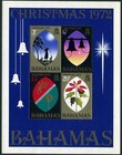 Bahamas 339-342  342a  Mnh  Mi 344-347  Bl 6  Christmas 1972  Bell  Poinsettia 
