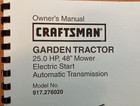 Owner   s Manual Sears Craftsman 25 0 Hp Lawn Tractor 48    Mower - Model 917 276020