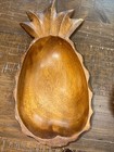 2 vtg Wooden Pineapple Mid Century Modern candy nut Dish bowl