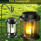 18cm Outdoor Solar Powered Hanging Led Lantern Flickering Waterproof Garden Lamp