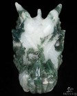 3 8  Green Moss Agate Hand Carved Crystal Dragon Skull Sculpture  Healing