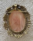 Unique Vintage  Dry Flower Cameo Brooch   Pendant