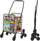 Folding Shopping Cart Rolling Grocery Cart With Stair Climbing Wheels 110lbs
