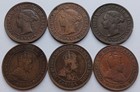 Lot Of 6 Canada Large Cents 1876-h 1884 1896 1903 1906 1910 Victoria Edward Vii