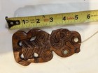 Abalone Eyes Maori Hei Tiki  Rotorua Wall Hanging Carved Wood   Free Shipping   