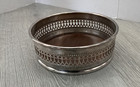 Sheffield Reed   Barton Silver Plate Wood Veneer Wine Bottle Coaster