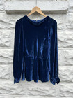 Vintage 1930   s Bodice Top Women   s Blue Velvet Balloon Sleeve Party 