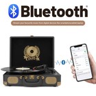 Vinyl Record Player Bluetooth Turntable 3-speed Suitcase Portable Black