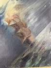 1800s Sailing Ship Seascape Oil Painting Tall Ship Ocean Maritime Art Antique
