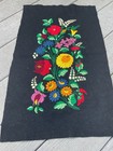 Vintage Floral Needlepoint On Black Felt 25 5    X 15 5    