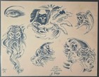 Set Of 12  Greg Irons Traditional Vintage Tattoo Flash Set Production Sheets