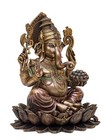 Hindu God Resin Lord Ganesh Ji Idol Sitting On Lotus Figurine Statue Sculpture
