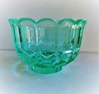 Vintage Czech  Bohemian Uranium Cut Crystal Glass Vase Bowl Art Deco 1930s