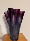 Vintage Italian Murano  Art Glass Hand Blown Handkerchief Glitter Sparkle Vase