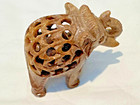 Handmade Stone Carved Elephant Figurine Sculpture Baby Elephant Inside