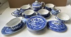 Mid Century 23 Pc Blue Willow Porcelain Childrens Tea   Dish Set Japan          enesco