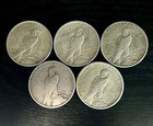 Lot Of 5 1921-1935 Peace Dollar Coins -uncirculated Random Us Ship