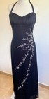Elegant Black Halter Neck Maxi Dress Floral Beaded Embroidery Evening Party Gown