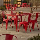 30  X 48  Rectangular Restaurant Table Standard Set With 4 Chairs Red Metal