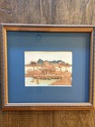 Vintage Cork Art Shadow Box Framed Asian Landscape Helen Jones Gallery 12 5x11