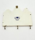 Vintage Delft Blue Wooden Key Holder Figural House 3 Key Hook Wall Hanging
