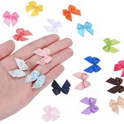 50 Pcs Mini Craft Ribbon Bow 1x1 Inch Checkered Satin Navy Blue Hair Sewing