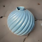 Rare Antique Light Blue Milk Glass  Swirl Ribbed Lightning Rod Globe Ball