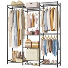  Wardrobe Closet  4 Hanging Spaces Portable Clothes Rack free Large Black