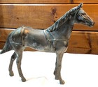 Vintage Bronze Statue Of Cart Horse Hollow Cast Metal     1950s