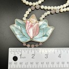 Lee Sands Lotus Flower Necklace And Earrings Inlay Mop Mother Of Pearl   e120
