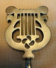 Antique Brass Fireplace Trivet Wrought Iron 1800s 12 25    X 5 75     bin F-06 