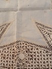 Antique Lace And Silk Handkerchief    Mat Center Cross 13 X 13   Lot   2