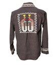 1960s 70s Hand Woven Mens Shirt With Hand Embroidered Quetzal Birds Size M