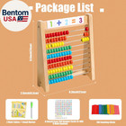 Wooden Abacus For Kids Math - 10-row Counting Toy With 100 Beads  Number Cards  