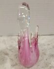 Swan Hand Blown Glass Murano Style Pink Paperweight 4 1 2  Tall