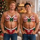 3d Santa Sweatshirt  Funny Ugly Christmas Sweater  Santa Belly Holiday Gift