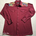 White Horse Men s Western Shirt Xl Burgundy Patchwork Yoke Pearl Snap Classic