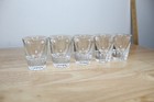 Vintage Federal Glass Shot Glasses Clear Heavy Tapered Paneled Base - Set Of 5