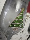 Set 2 Rhinestone Gem Christmas Tree 9  Tall Stem Wine Glasses 15oz Gift Box New