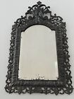 Antique Ornate Victorian art Nouveau Crowned Head Mirror Beveled Glass Iron