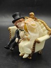 Vintage 1970 Wilton Wedding Cake Topper Bride   Groom On White Couch Plastic
