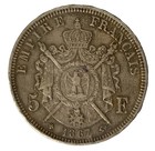     1867 France 5 Francs Silver Coin  Xf    Asw  0 7234oz   