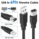 Firewire To Usb Adapter Cable 6-pin Ieee 1394 To Usb 2 0 Male Converter Black