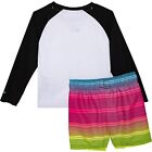 Hurley Toddler Boy s 4t 2 Pc Swim Shorts Long Sleeve Rash Guard Black White