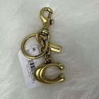 Coach Signature C Bag Charm Key Chain Key Ring In Brass gold 1635 Nwt