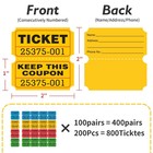 Raffle Tickets 800 Pcs 400 Pairs 50 50 Double Ticket Bold Numbers Easy Reading 