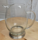 Vtg Mcm 30-oz Blown Clear Glass Cocktail Pitcher 6 5  Tall B-i Sterling Base