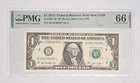Certified  1 Bills 2013 Federal Reserve Note New York B  Block Rios 1 Dollar Unc